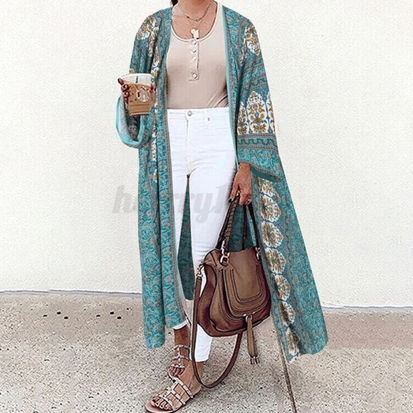 Semi Sheer Bohemian Long Chiffon Duster - Picture 14 of 16